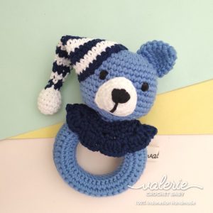 Rattle Rajut Blue Bear Rattle - Valerie Crochet